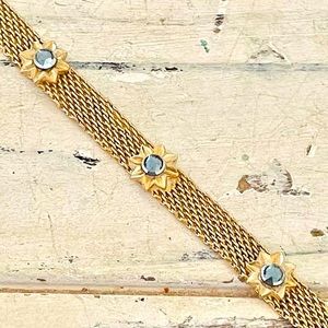 Vintage Swarovski gold mesh crystal flower bracelet PRICE FIRM